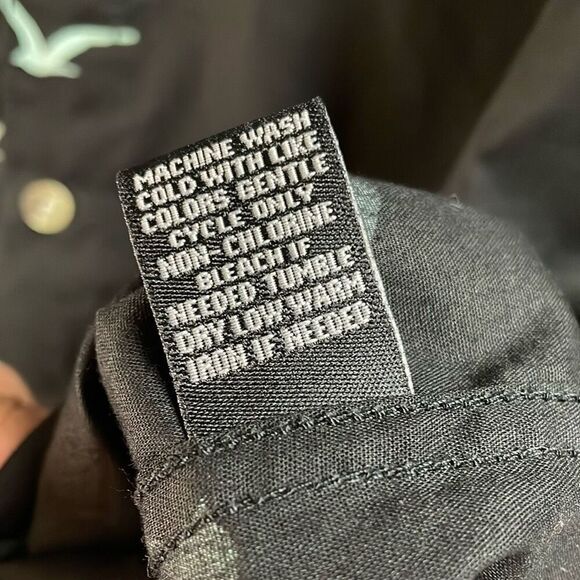 CARBON Men’s Black Business Casual Button Down Shirt Short Sleeve Bird Print XL - Picture 8 of 8